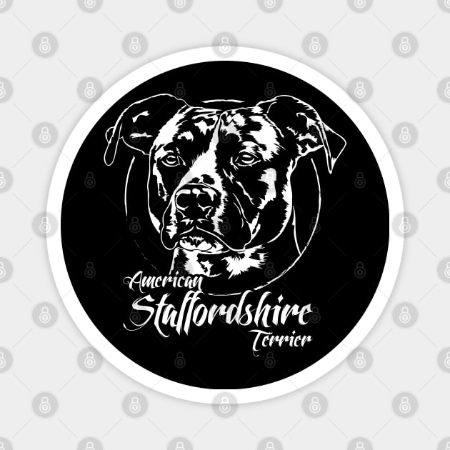 American Staffordshire Terrier dog portrait Magnet by wilsigns